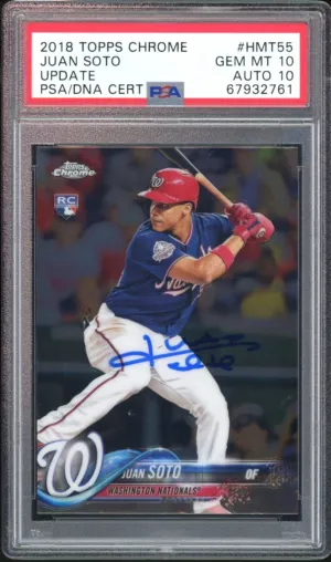 2018 Topps Chrome Update #HMT55 Juan Soto RC PSA 10/10 Auto GEM MINT Padres