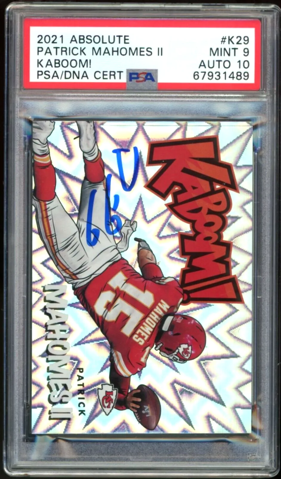 2021 Absolute KABOOM! SSP #K29 Patrick Mahomes On Card PSA 9/10 MINT KC Chiefs
