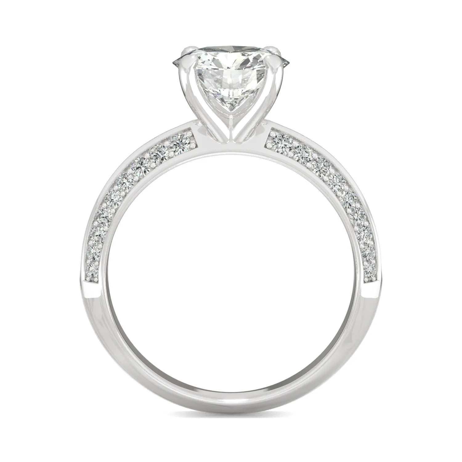 2.26 CTW DEW Round Moissanite Engagement Ring in 14K White Gold