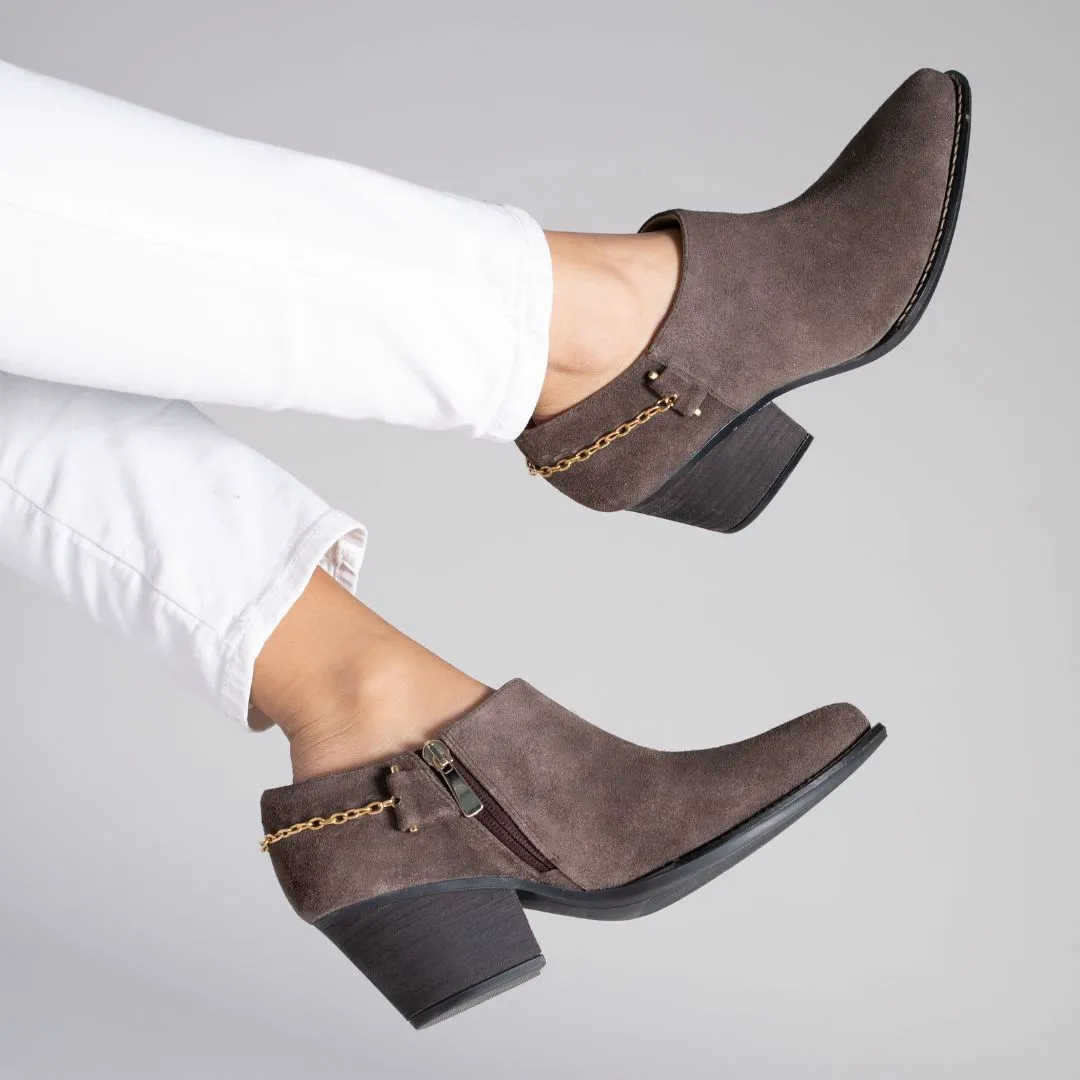 AMIRA 60 - Concrete Suede Regina Romero Women's Leather Ankle Boot