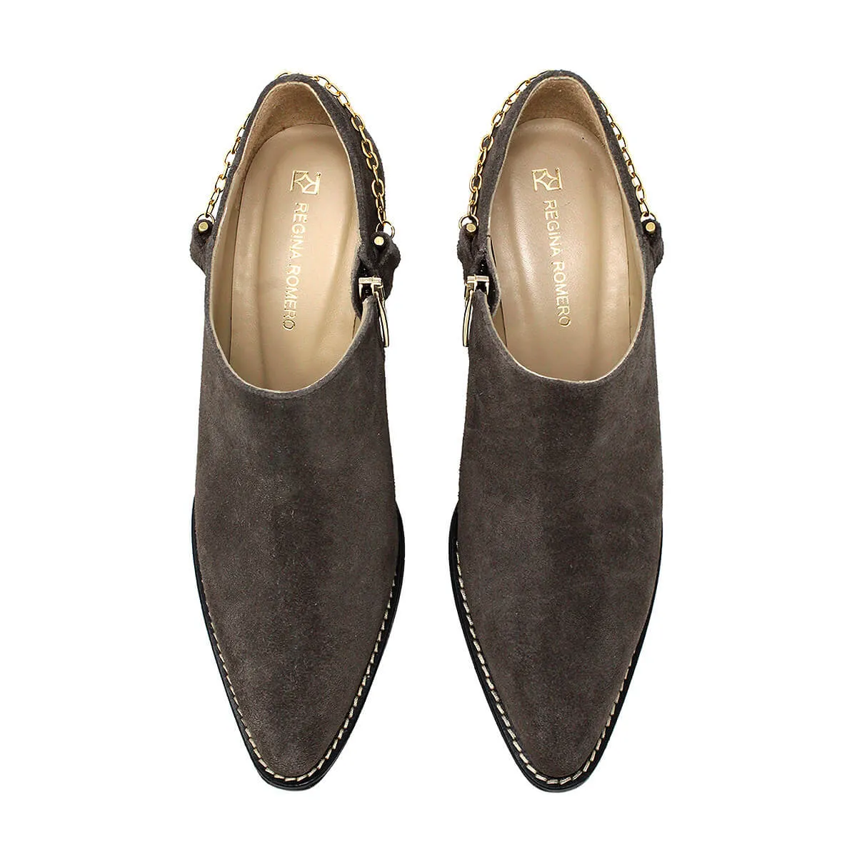 AMIRA 60 - Concrete Suede Regina Romero Women's Leather Ankle Boot