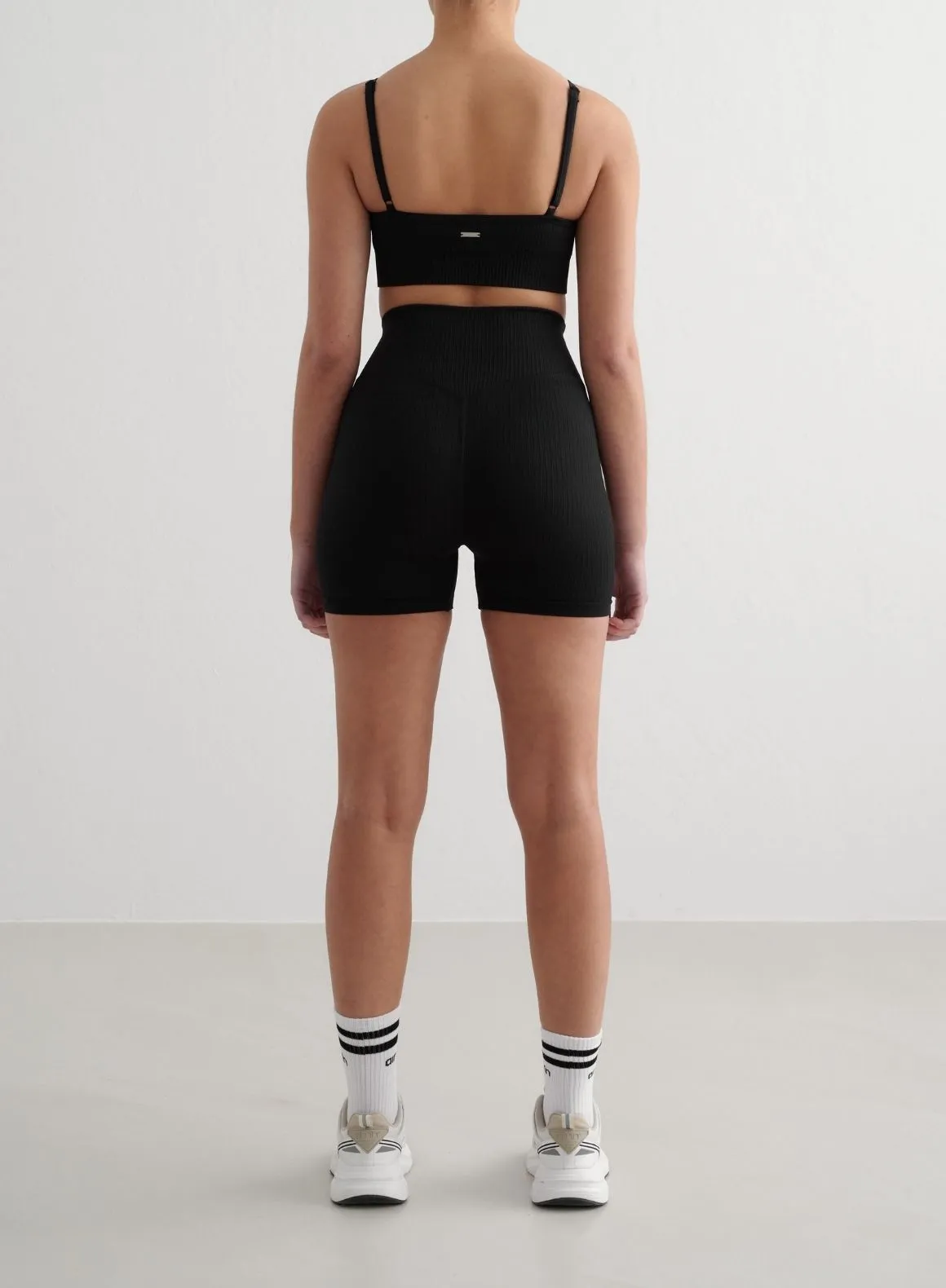 Black Ribbed Seamless Deep Cut Bra