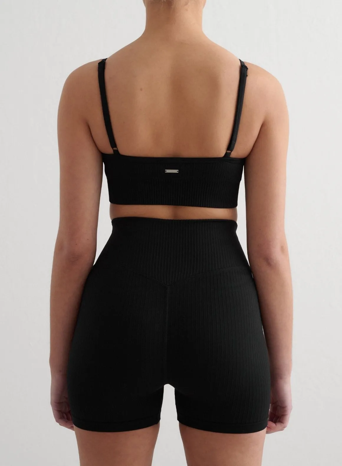 Black Ribbed Seamless Deep Cut Bra