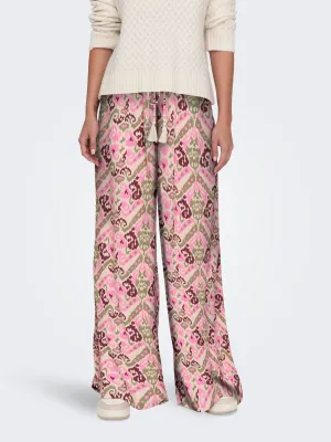 Bree Patterned Wide Leg Trousers Pink