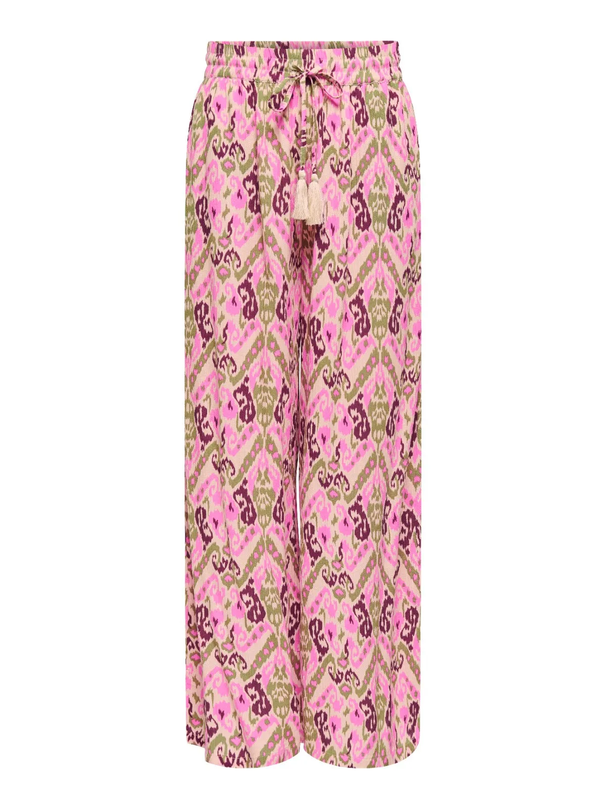 Bree Patterned Wide Leg Trousers Pink