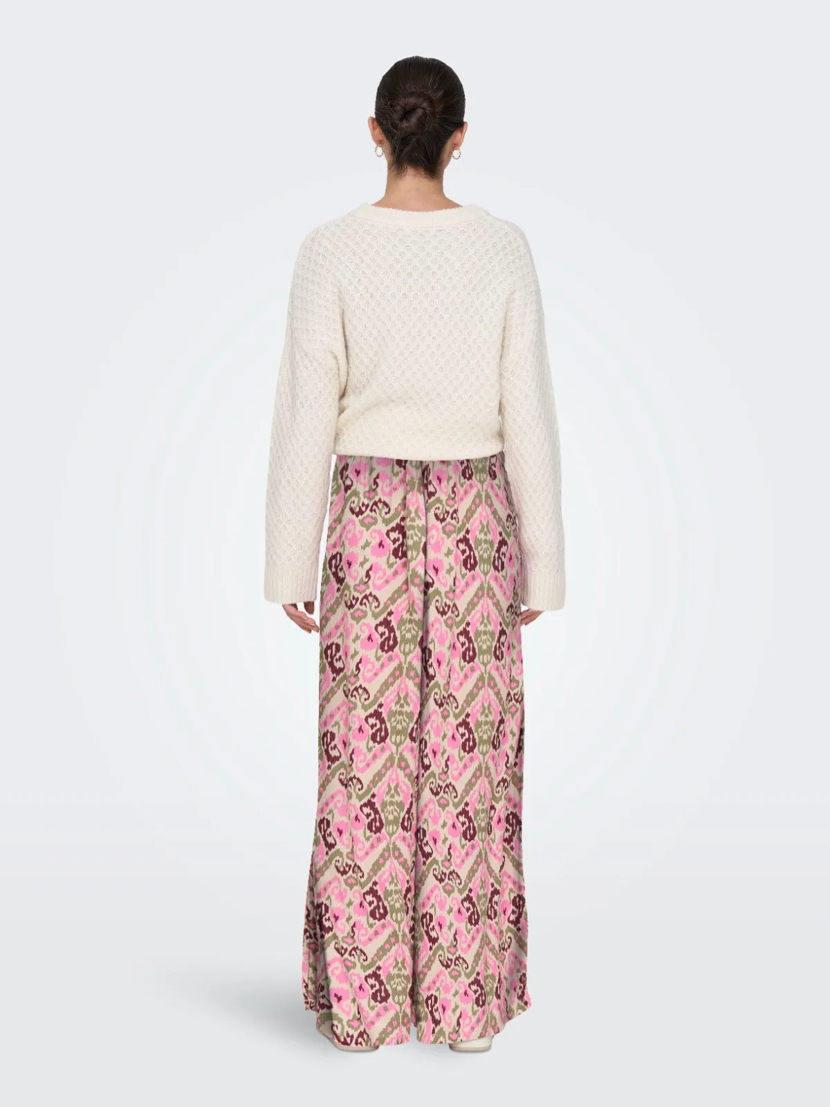 Bree Patterned Wide Leg Trousers Pink