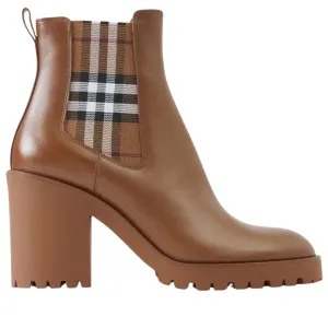 Burberry 8070710 Burberry Check Chelsea Boots Dark Birch Brown Boots Womens
