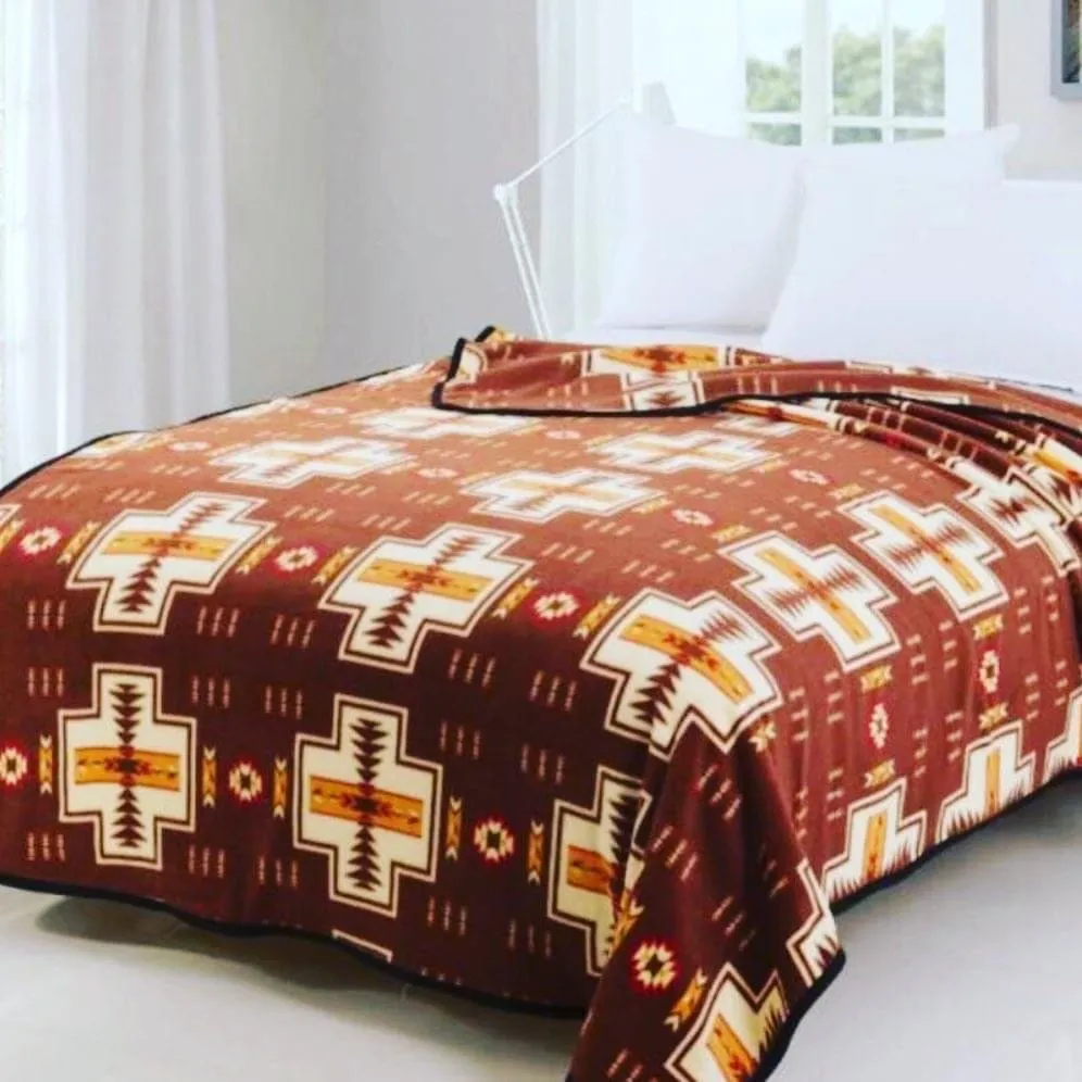 Burgundy aztec trail blanket