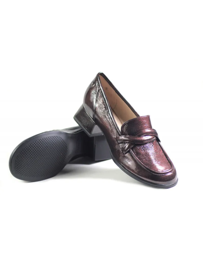 Caprice Bordeaux Naplak Patent Leather Heel Loafer Only size 4 left