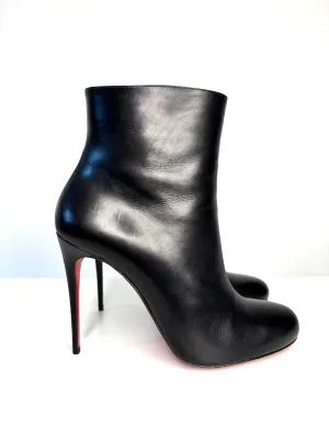 Christian Louboutin Fifi Booty 100 Black Leather Ankle Boots 38 UK5