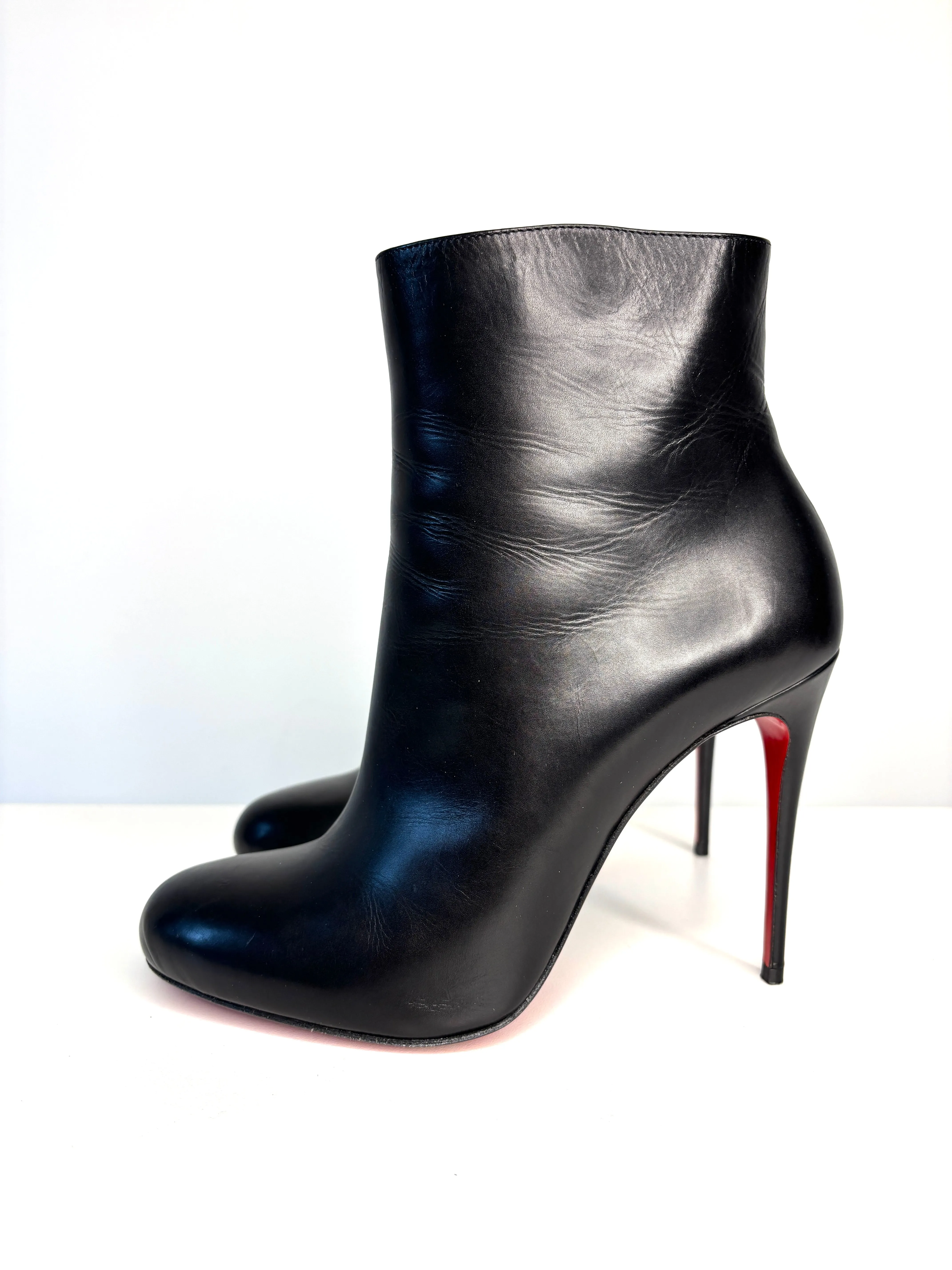 Christian Louboutin Fifi Booty 100 Black Leather Ankle Boots 38 UK5