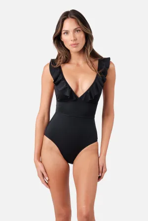 Classic One Shoulder with Frill BLACK
