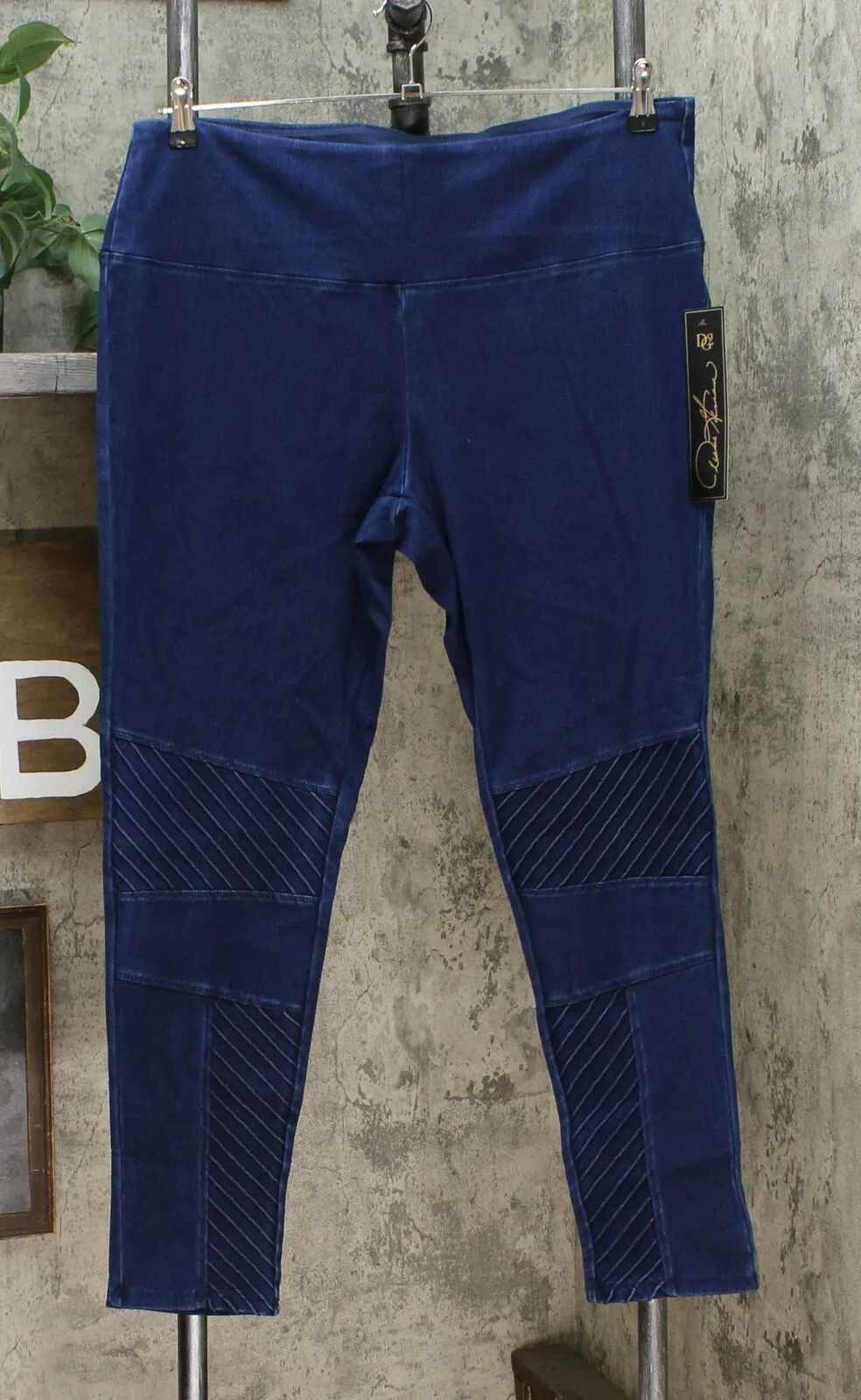 DG2 by Diane Gilman Women's Slim And Sleek Knit Denim Moto Jeggings