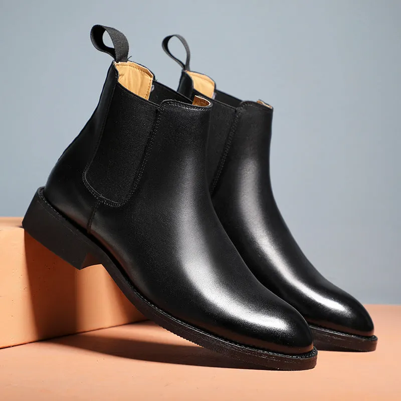 Elegant Chelsea Boots Genuine Leather Men Shoes