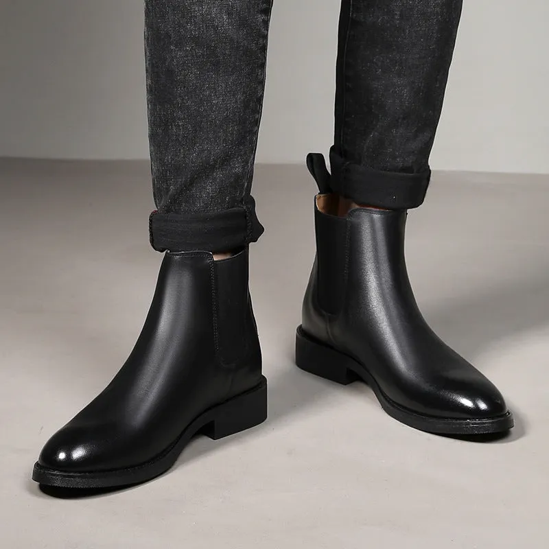 Elegant Chelsea Boots Genuine Leather Men Shoes