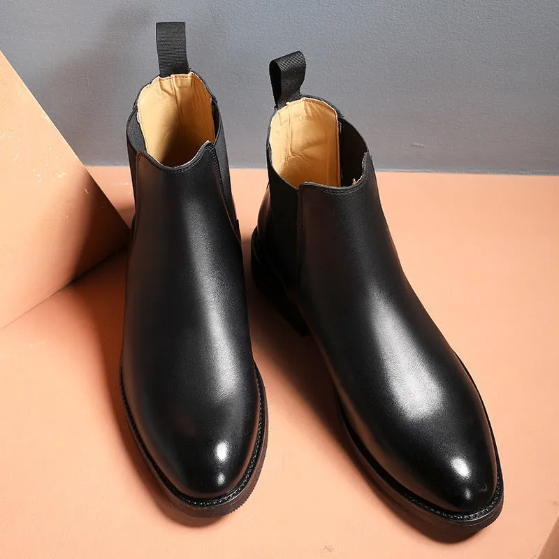 Elegant Chelsea Boots Genuine Leather Men Shoes