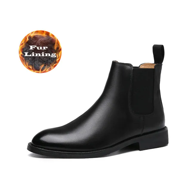 Elegant Chelsea Boots Genuine Leather Men Shoes