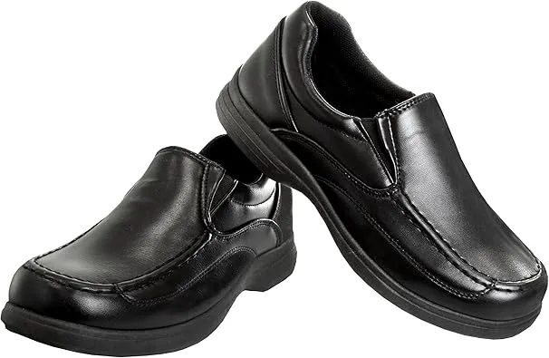 French Toast Boys Shoes - Kids Oxford School Uniform Loafer Church Dress Shoes Slip-On Faux-Leather (Little Kid-Big Kid) (Black)