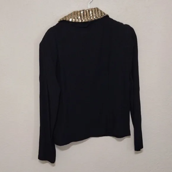Gold and Black Blazer with Striped Collar