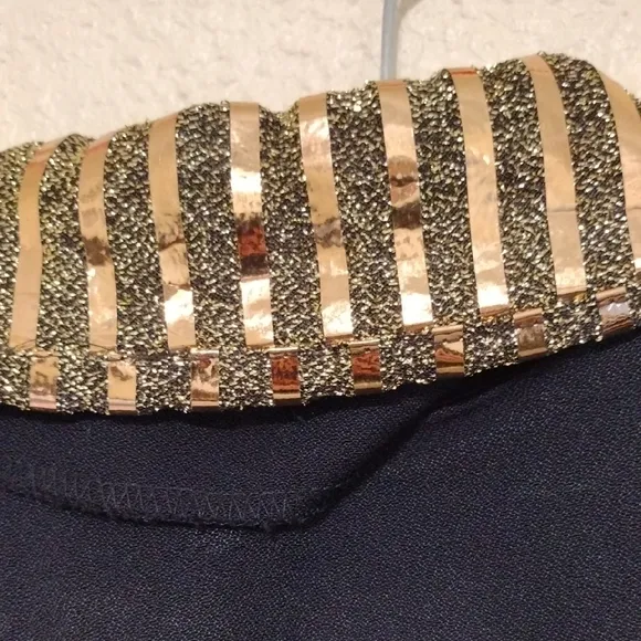 Gold and Black Blazer with Striped Collar