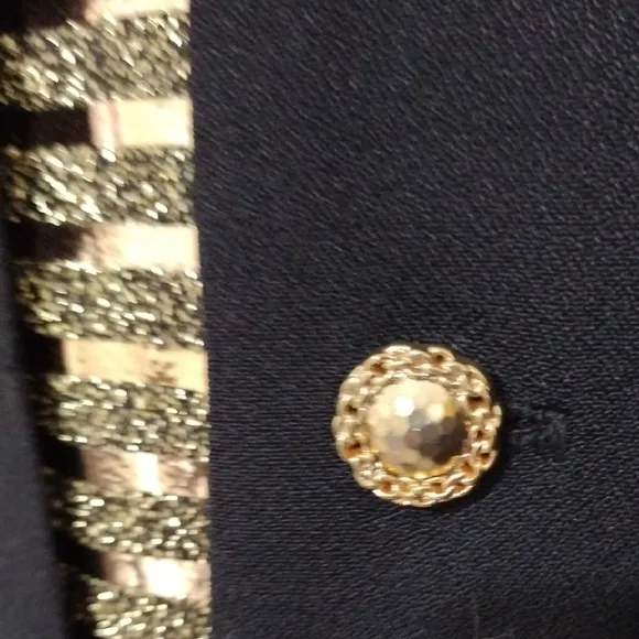 Gold and Black Blazer with Striped Collar