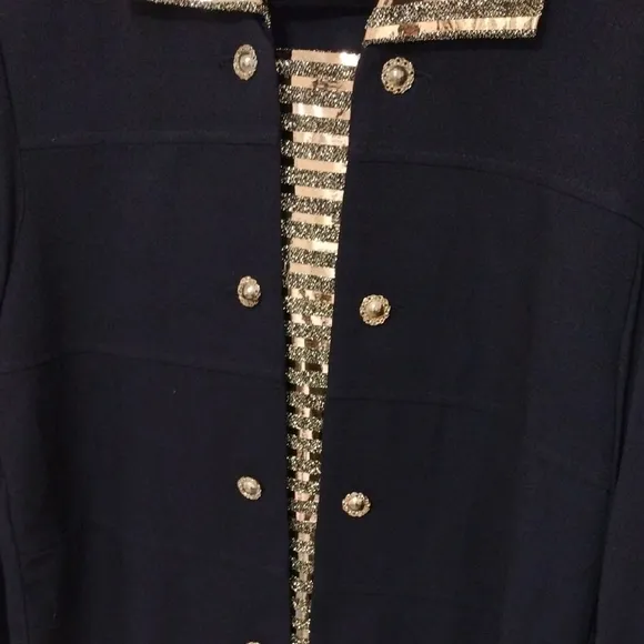 Gold and Black Blazer with Striped Collar