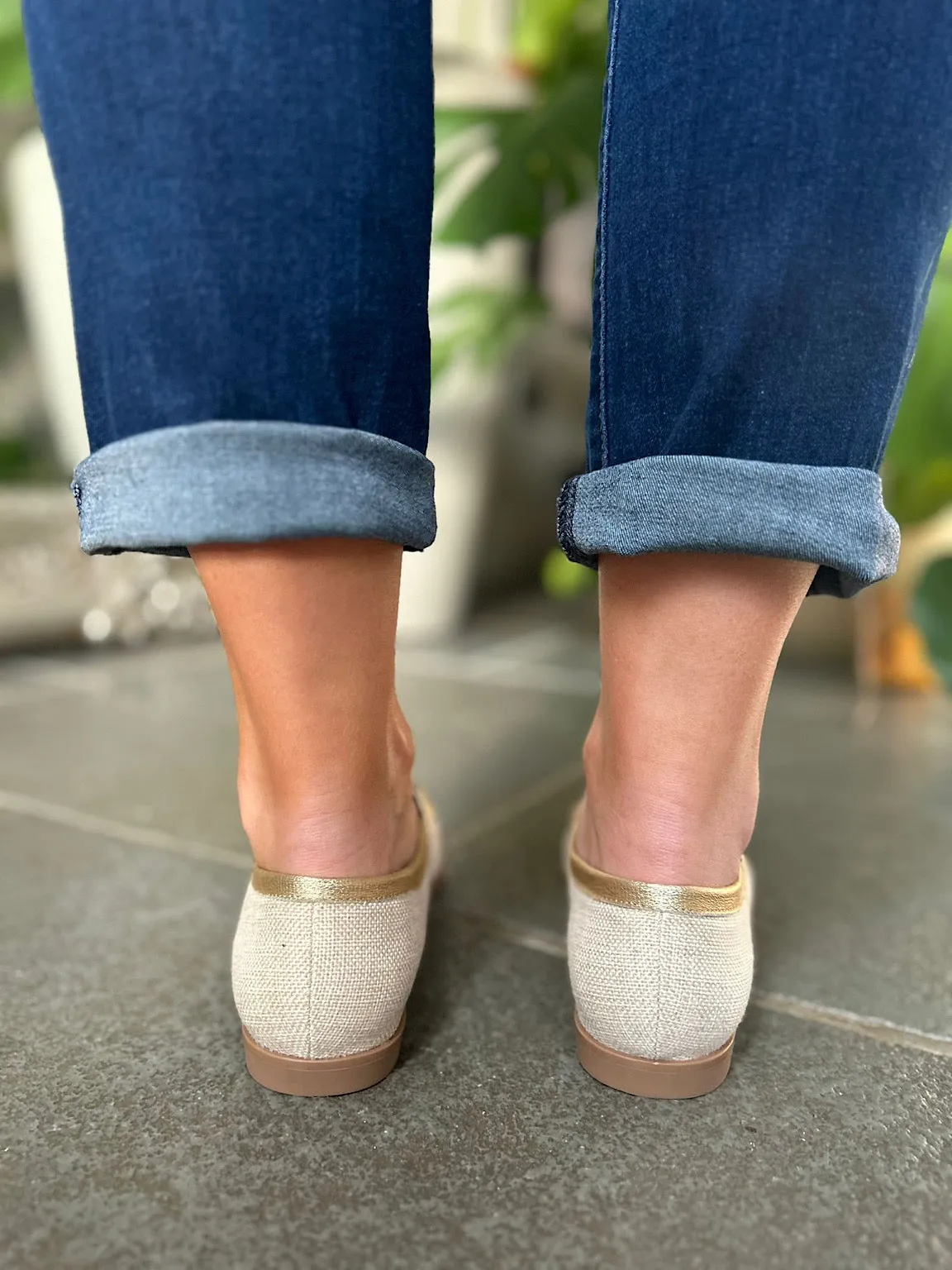 Gold Canvas Chain Loafer