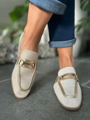 Gold Canvas Chain Loafer