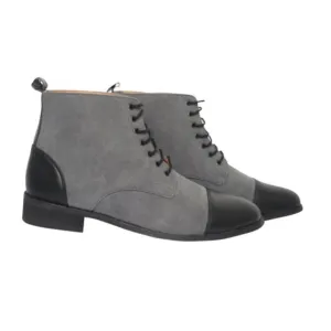 Grey Black Ankle Military Boots