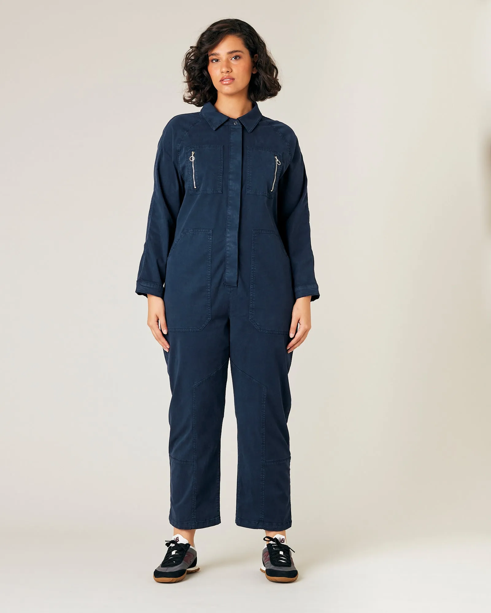 Hallie Navy Cotton Coverall