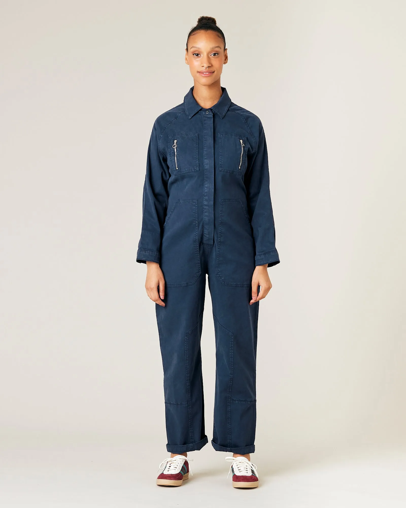 Hallie Navy Cotton Coverall