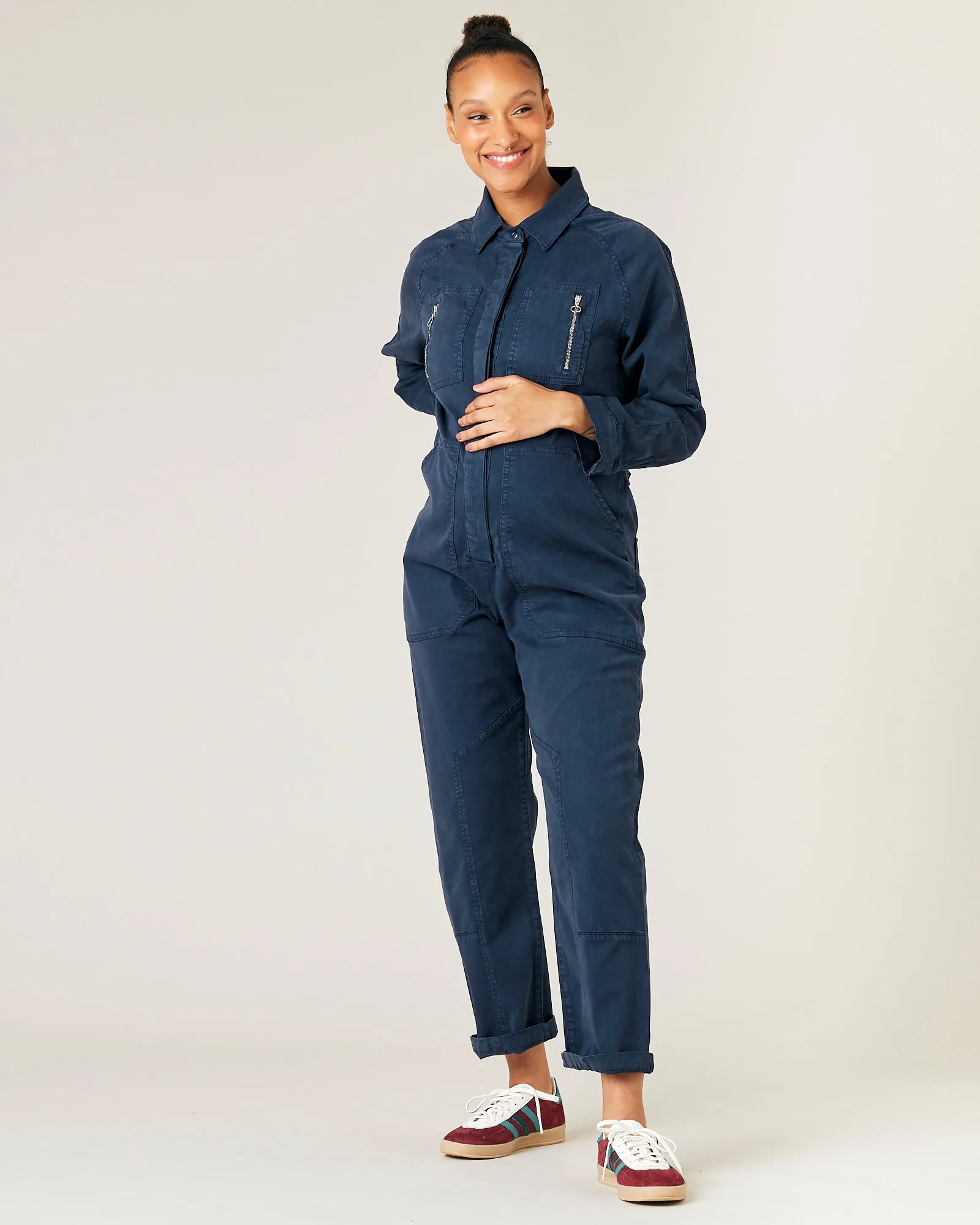 Hallie Navy Cotton Coverall