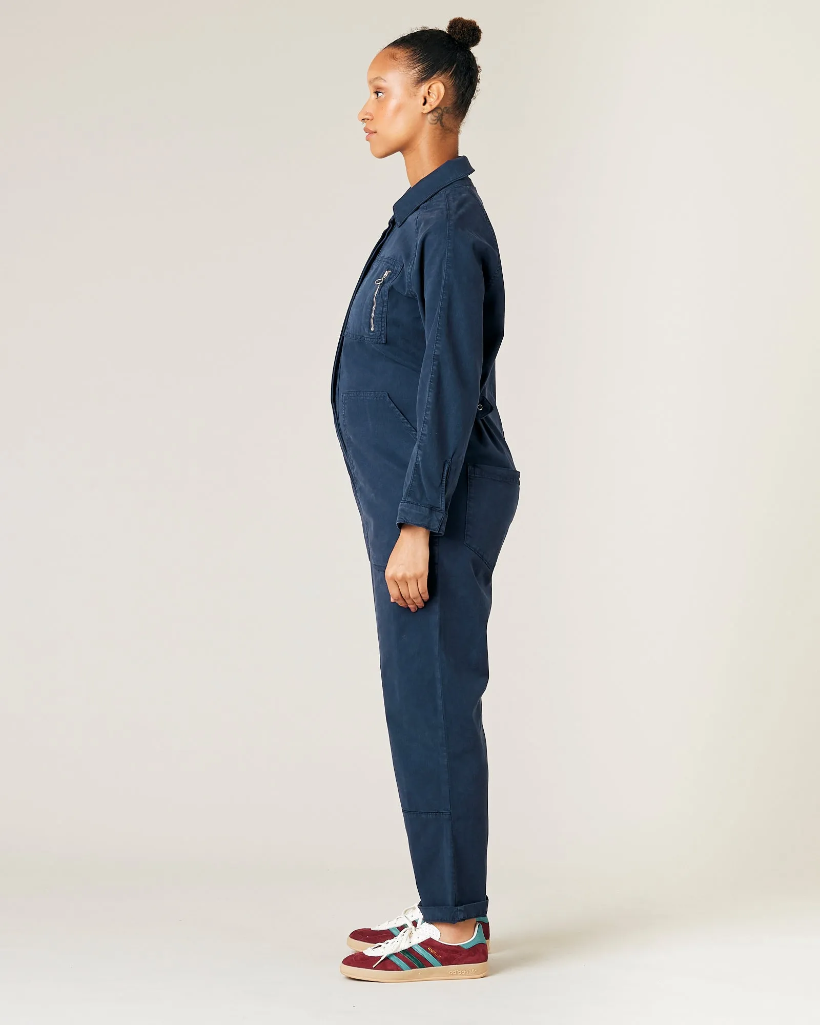 Hallie Navy Cotton Coverall