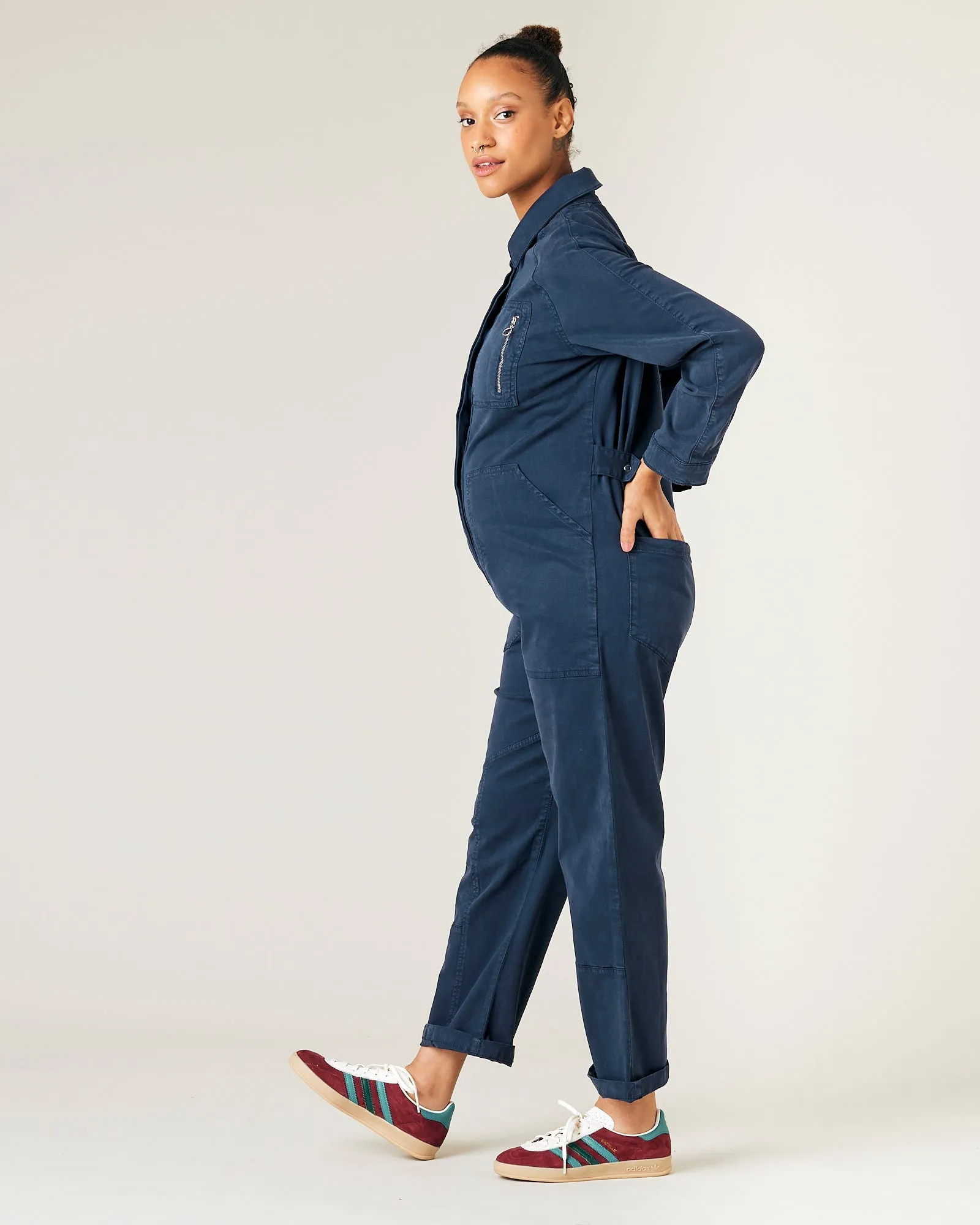 Hallie Navy Cotton Coverall