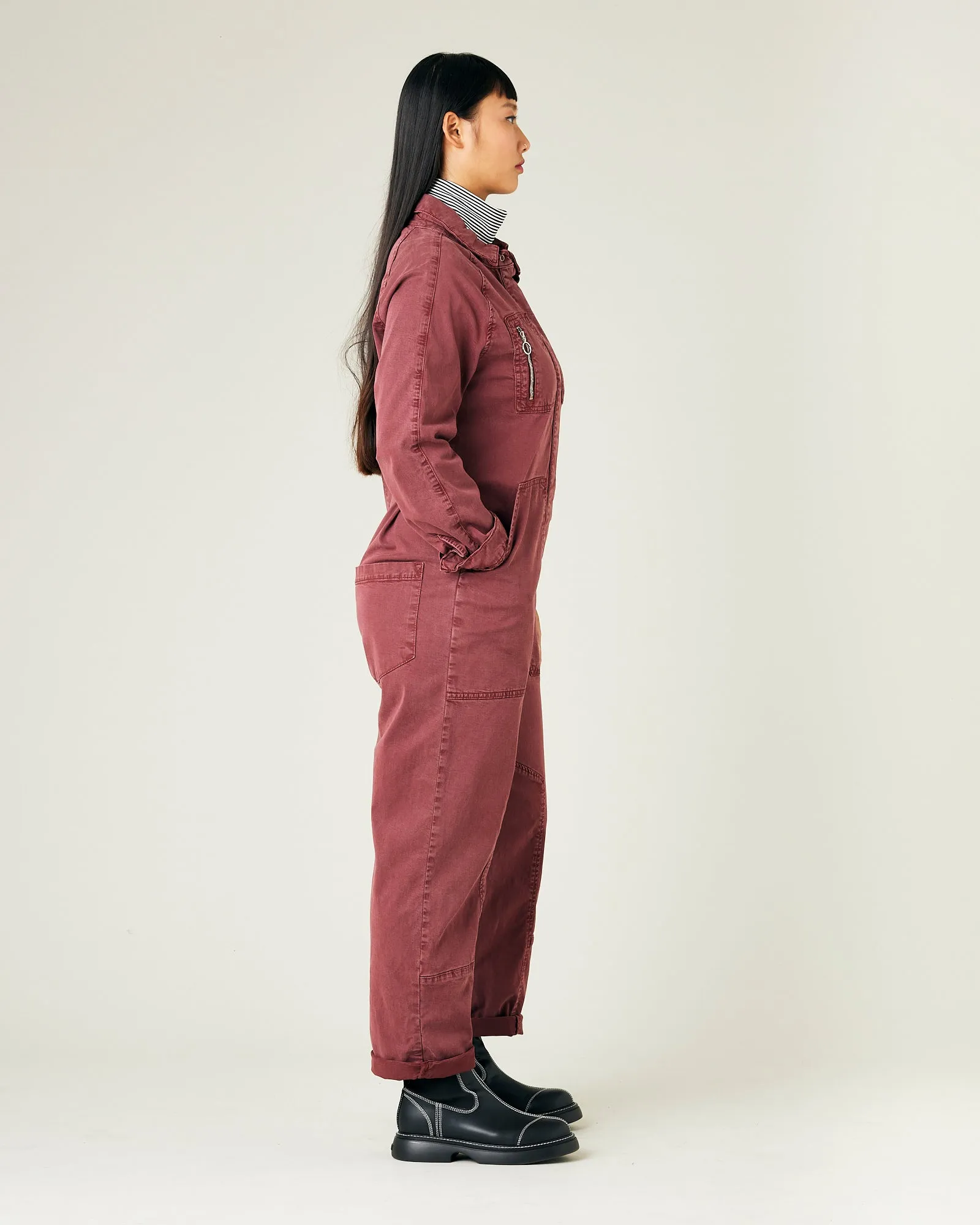 Hallie Wine Cotton Coverall