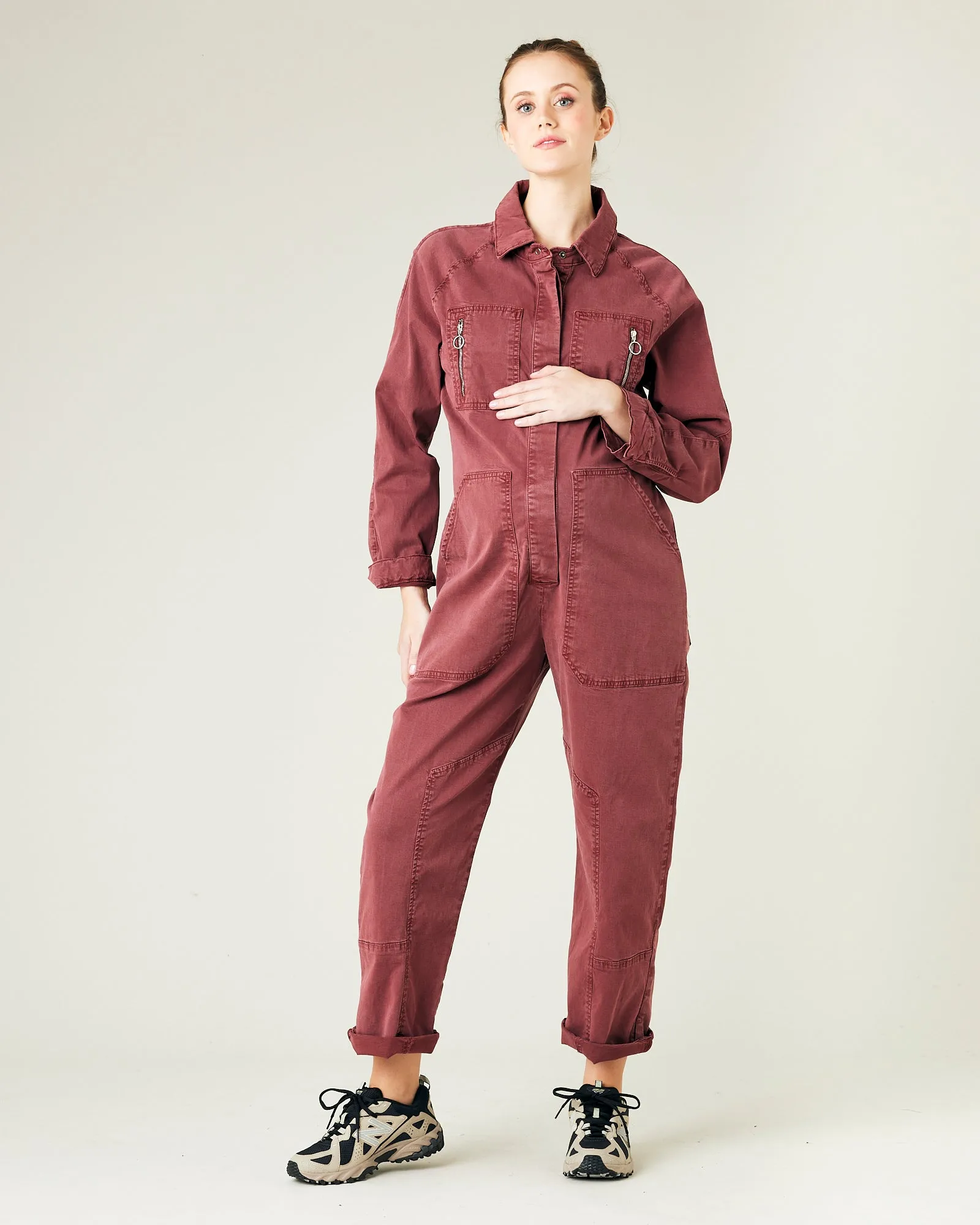 Hallie Wine Cotton Coverall