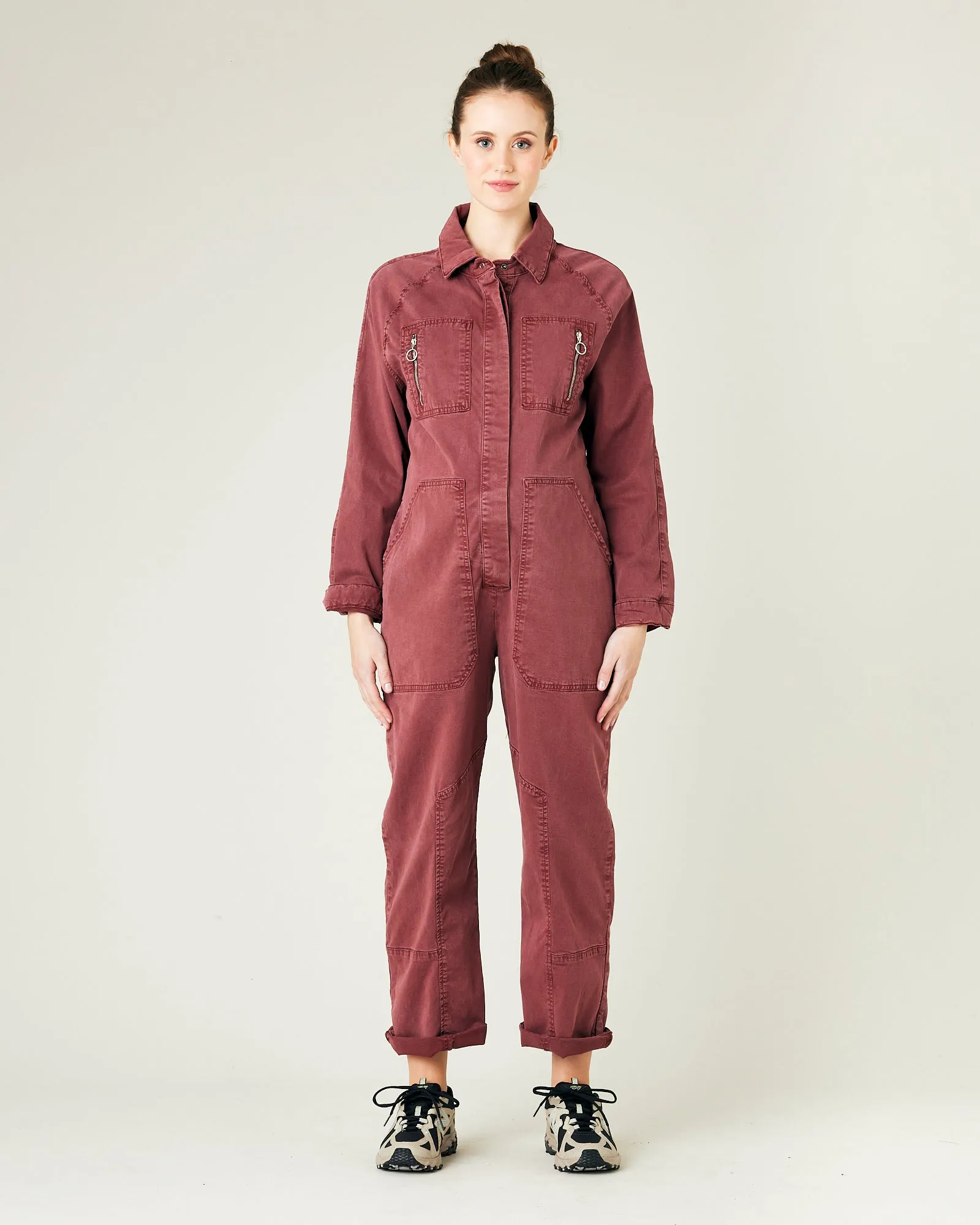 Hallie Wine Cotton Coverall