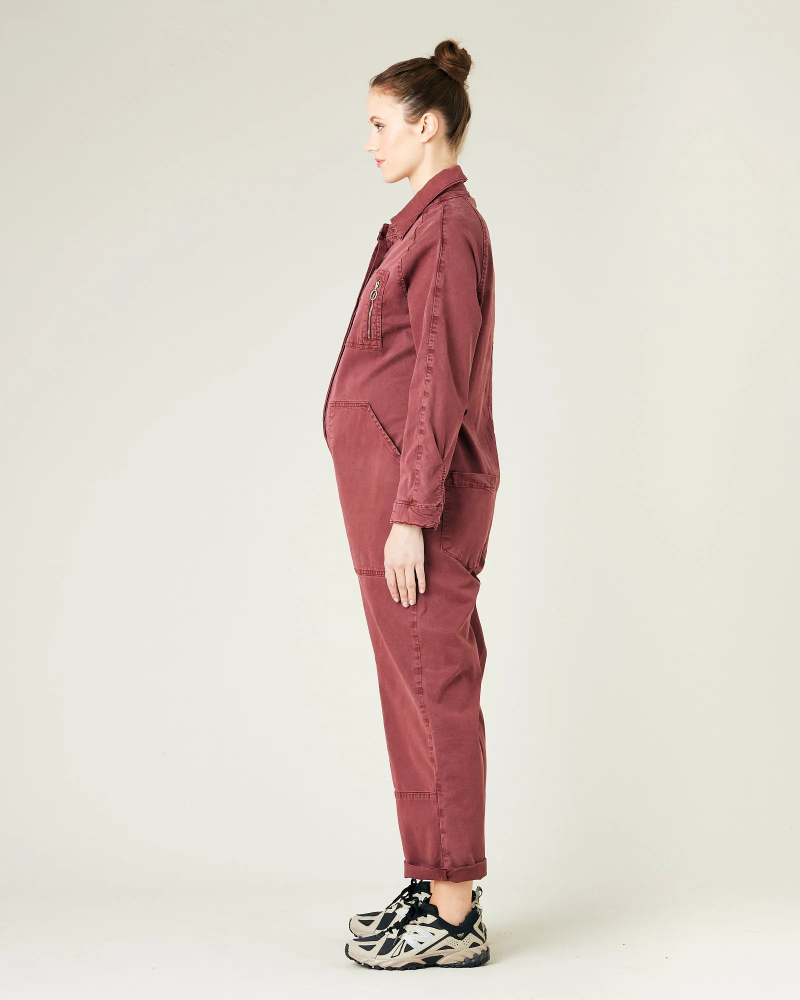 Hallie Wine Cotton Coverall