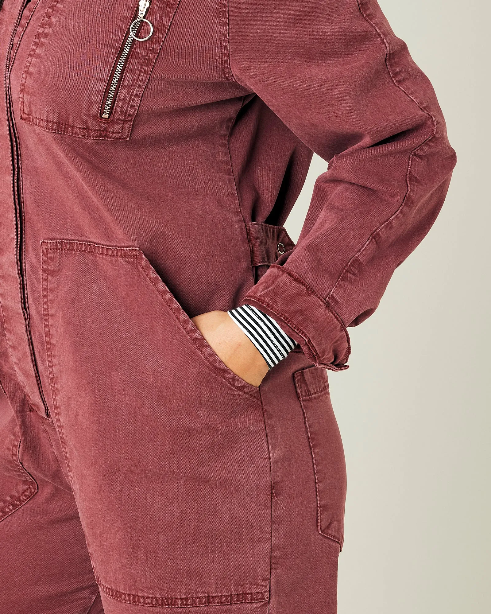 Hallie Wine Cotton Coverall