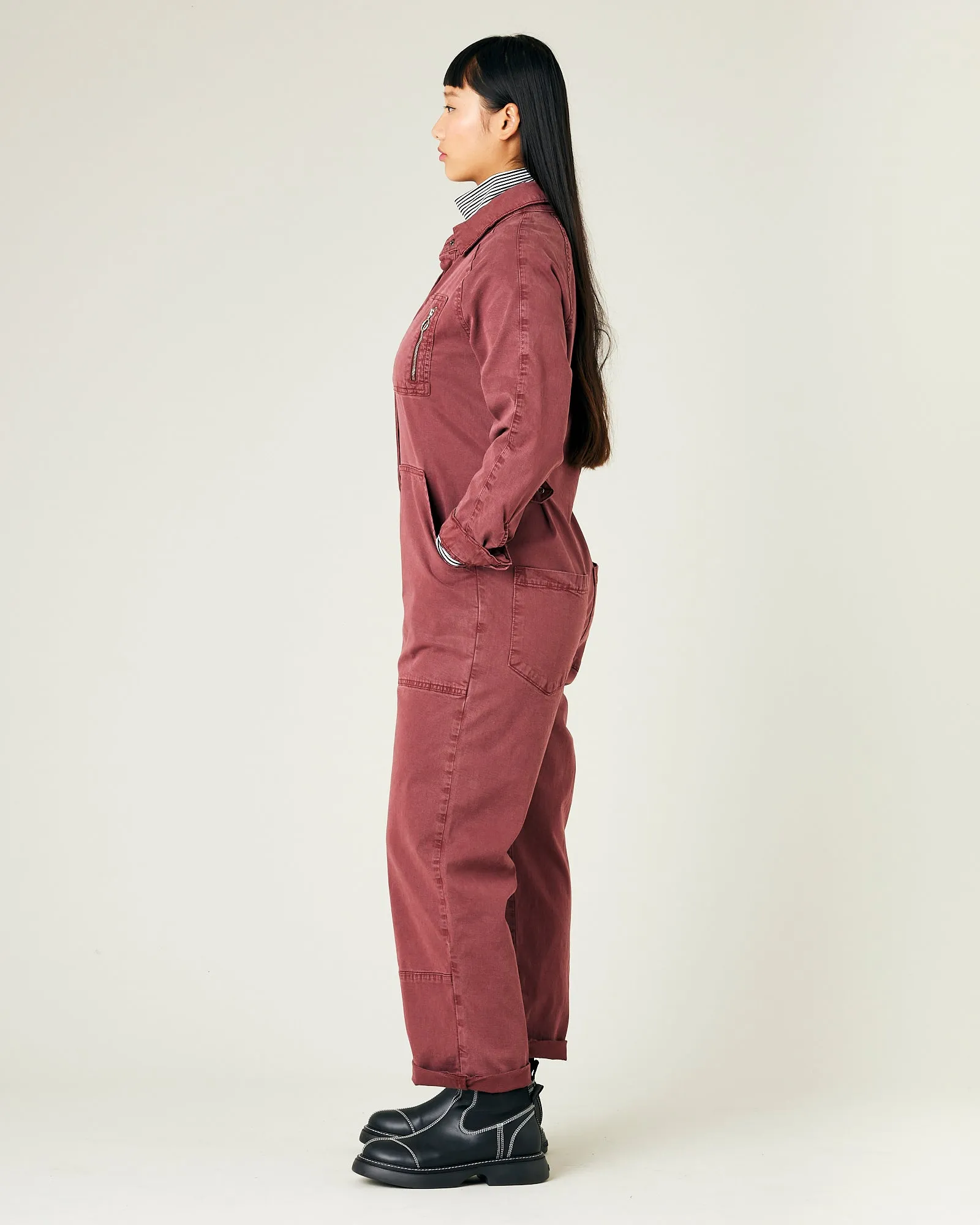 Hallie Wine Cotton Coverall