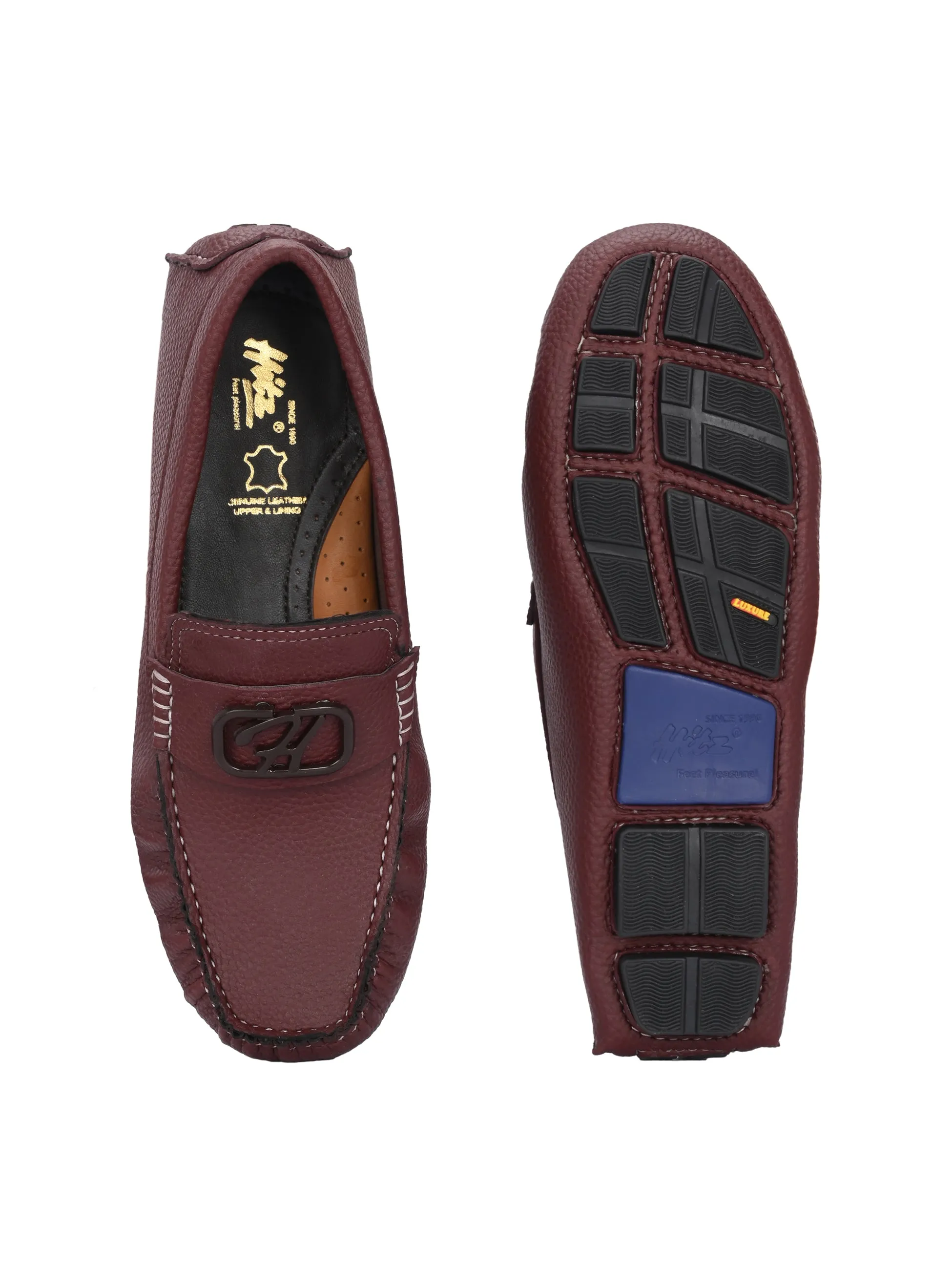 Hitz Men's Brown Leather Casual Loafers