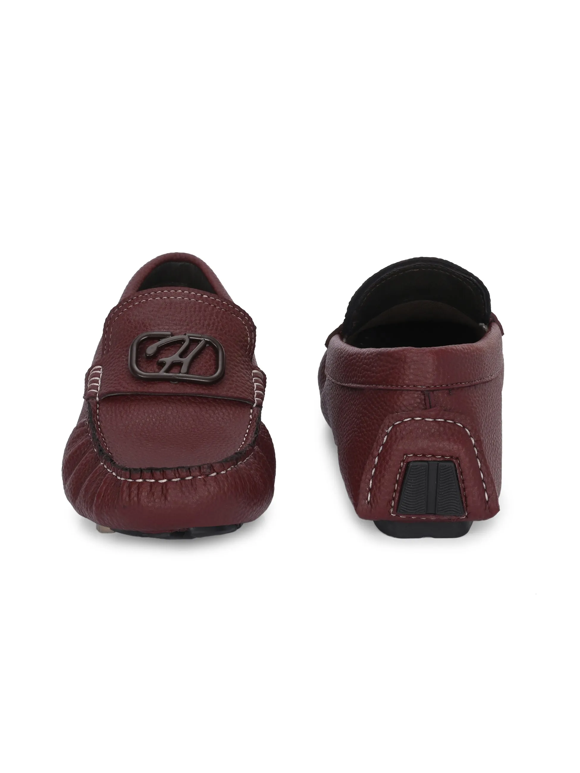 Hitz Men's Brown Leather Casual Loafers