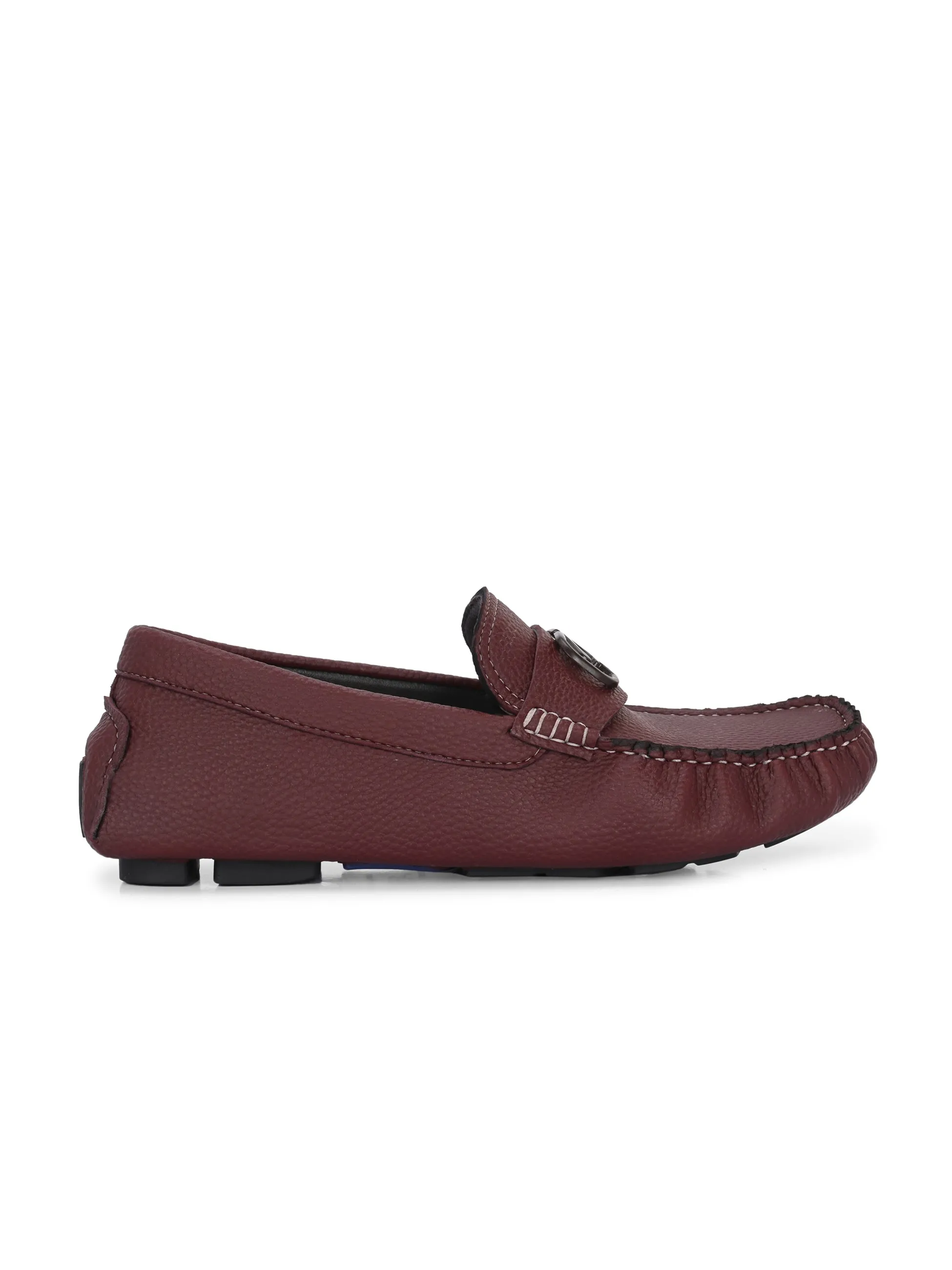 Hitz Men's Brown Leather Casual Loafers