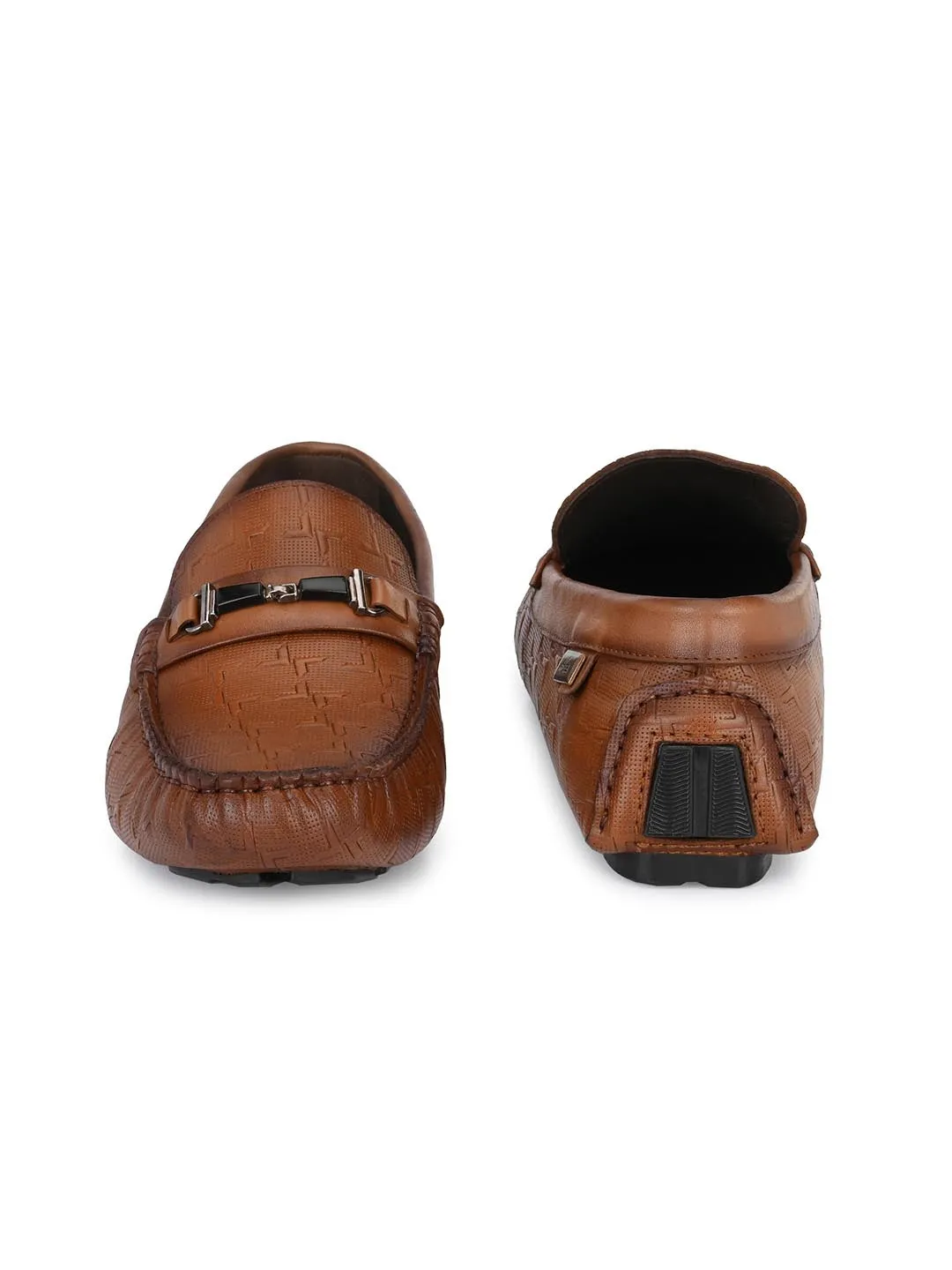 Hitz Men's Tan Leather Slip On Loafer Shoes