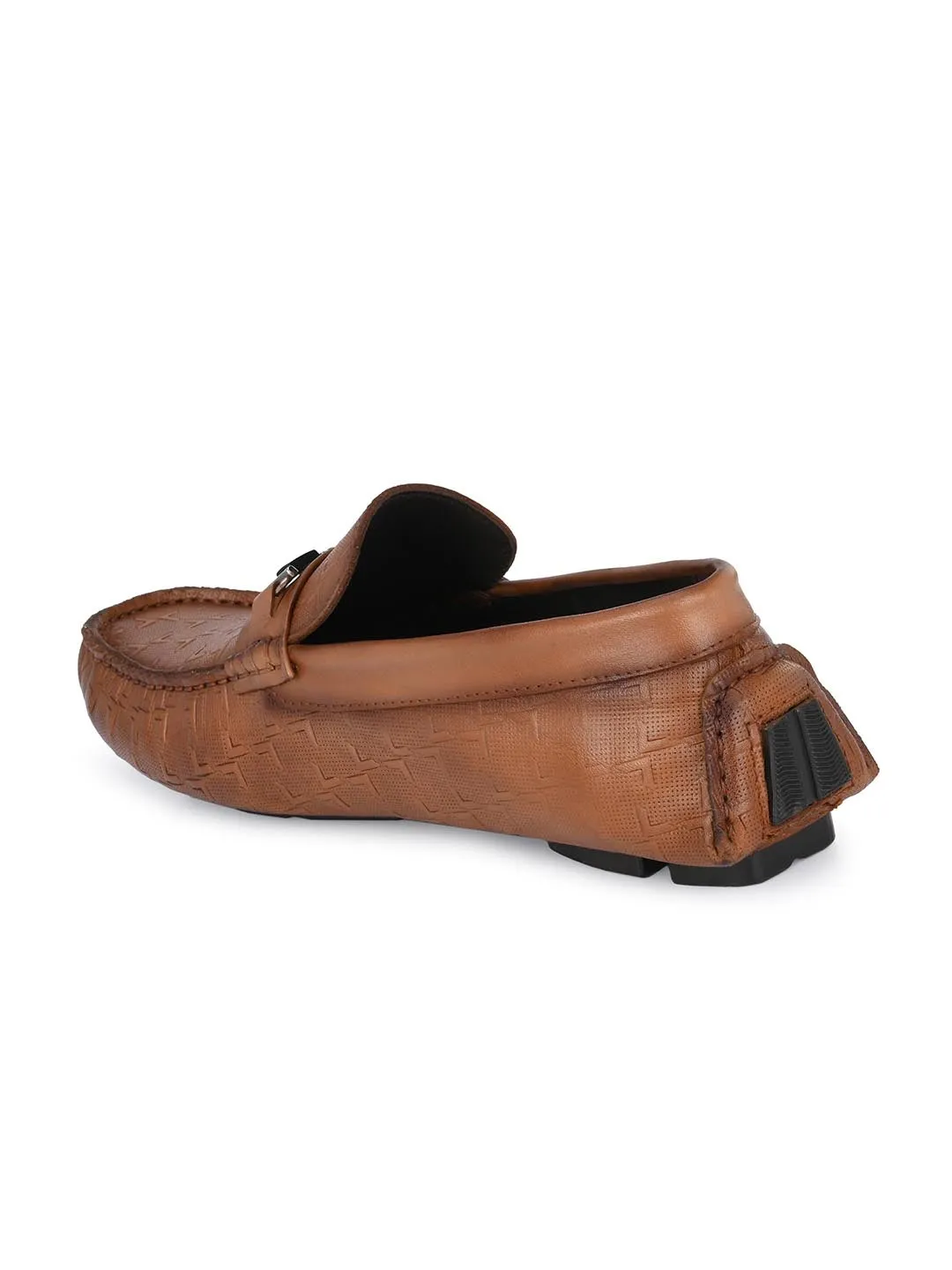 Hitz Men's Tan Leather Slip On Loafer Shoes