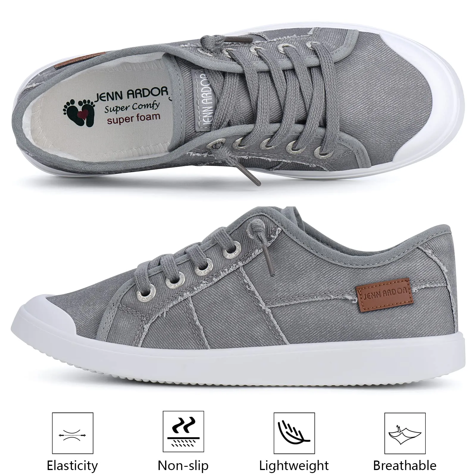 JENN ARDOR Women's Fixed Lace-Up Sneakers