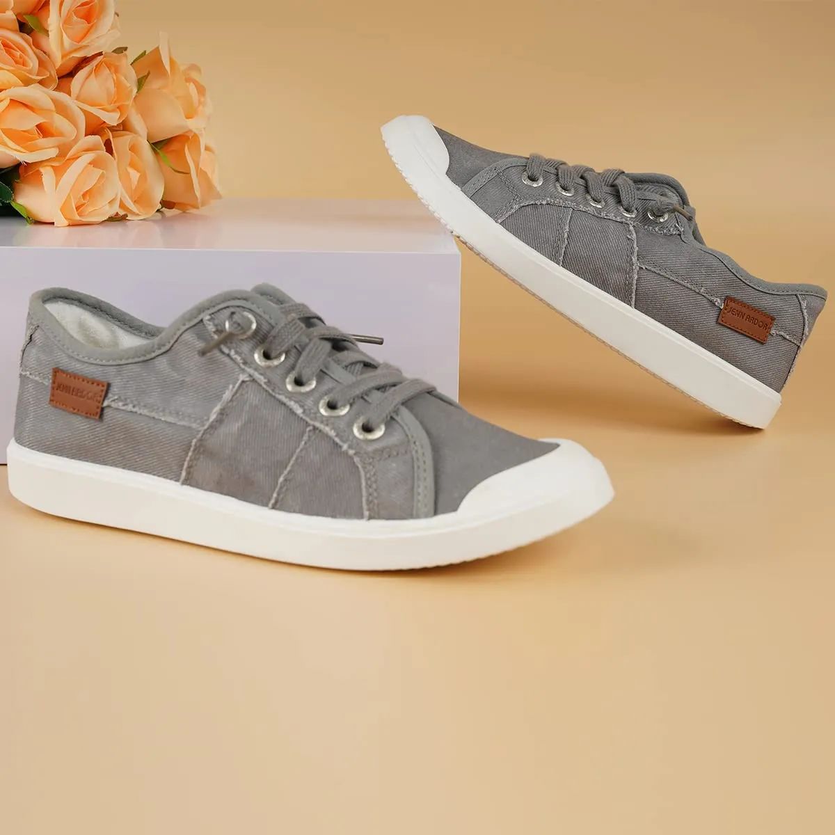 JENN ARDOR Women's Fixed Lace-Up Sneakers