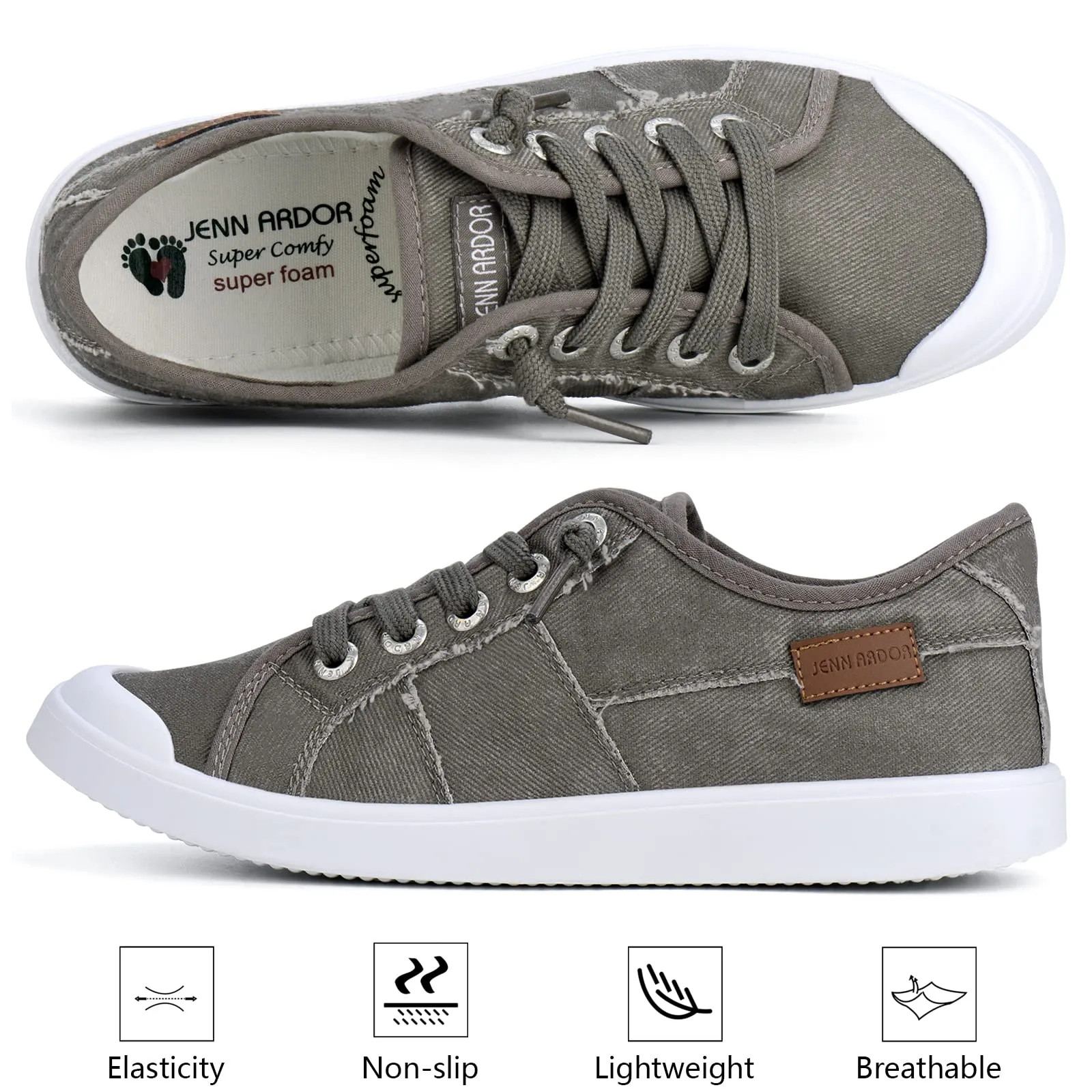 JENN ARDOR Women's Fixed Lace-Up Sneakers