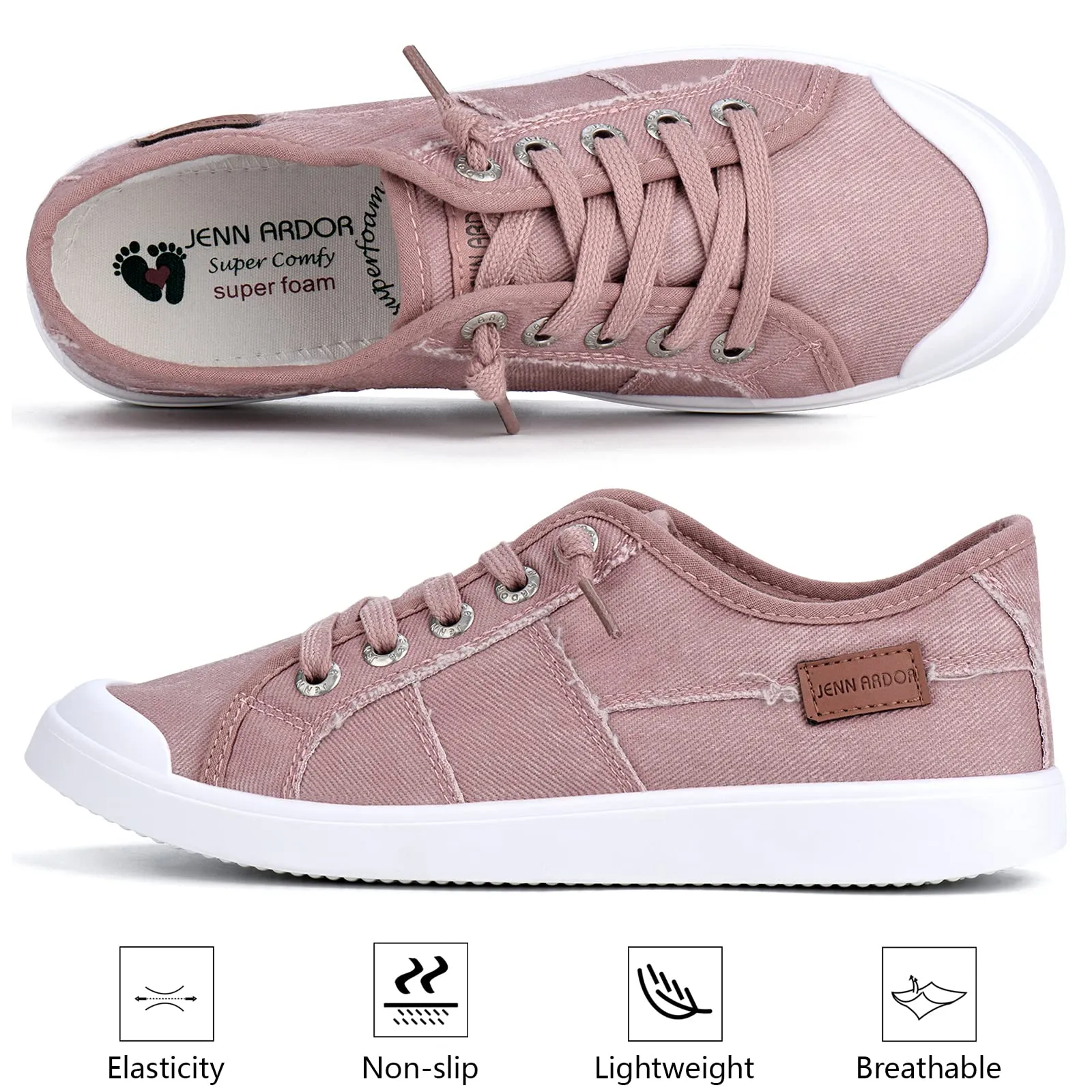 JENN ARDOR Women's Fixed Lace-Up Sneakers