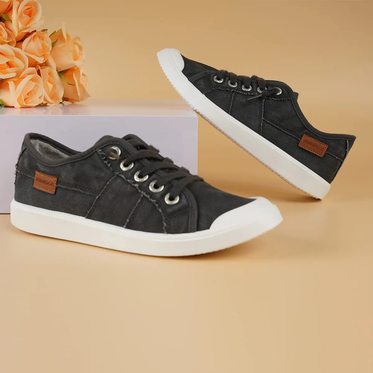 JENN ARDOR Women's Fixed Lace-Up Sneakers